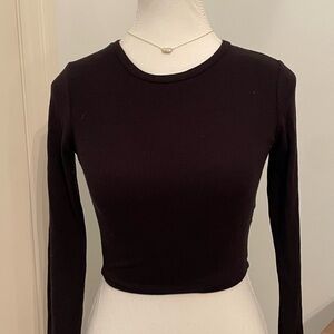 Garage black ribbed long sleeve